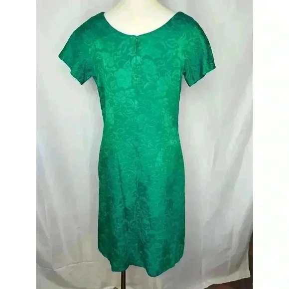 1960s Green Blue Silky Brocade Peck + Peck Cocktail Dress - Picture 9 of 13